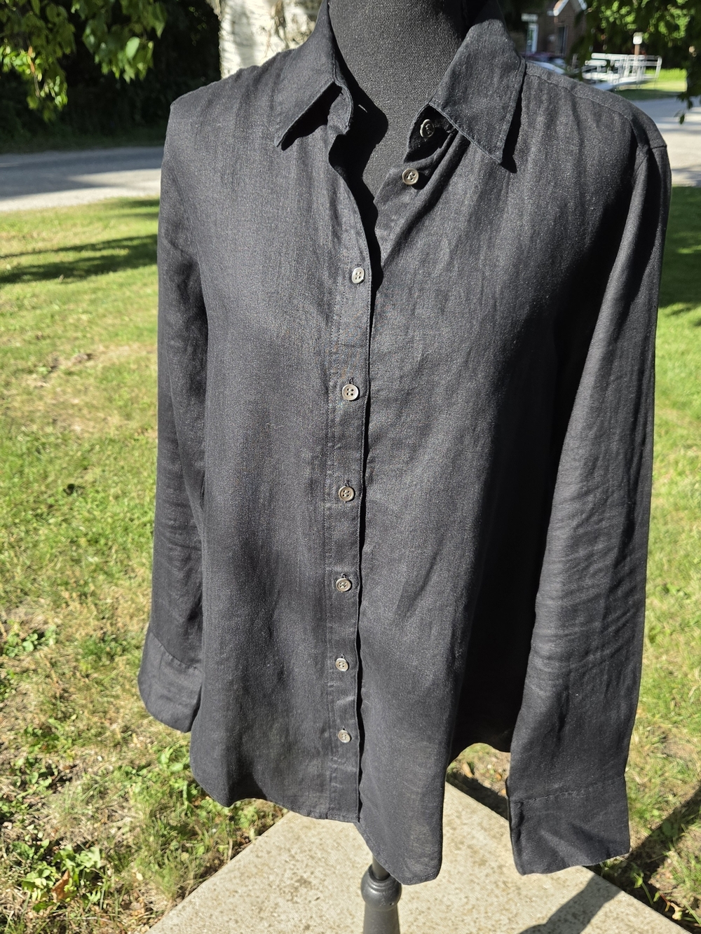Banana Republic Black Button-Down Linen Shirt